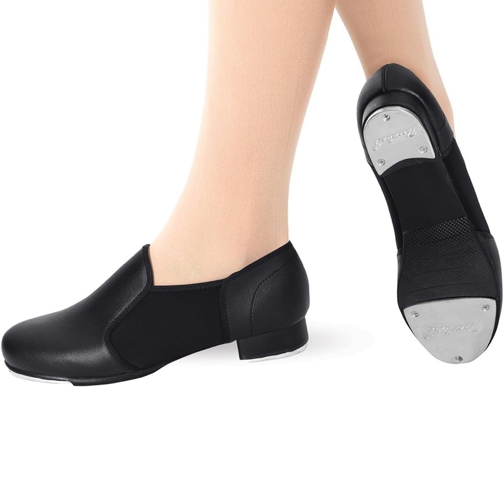Theatricals Adult Slip-On Tap Shoes Black Youth 3.5